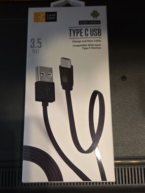 Case Logic Black Type-C USB Flat Charge & Sync Cable - 3.5 ft